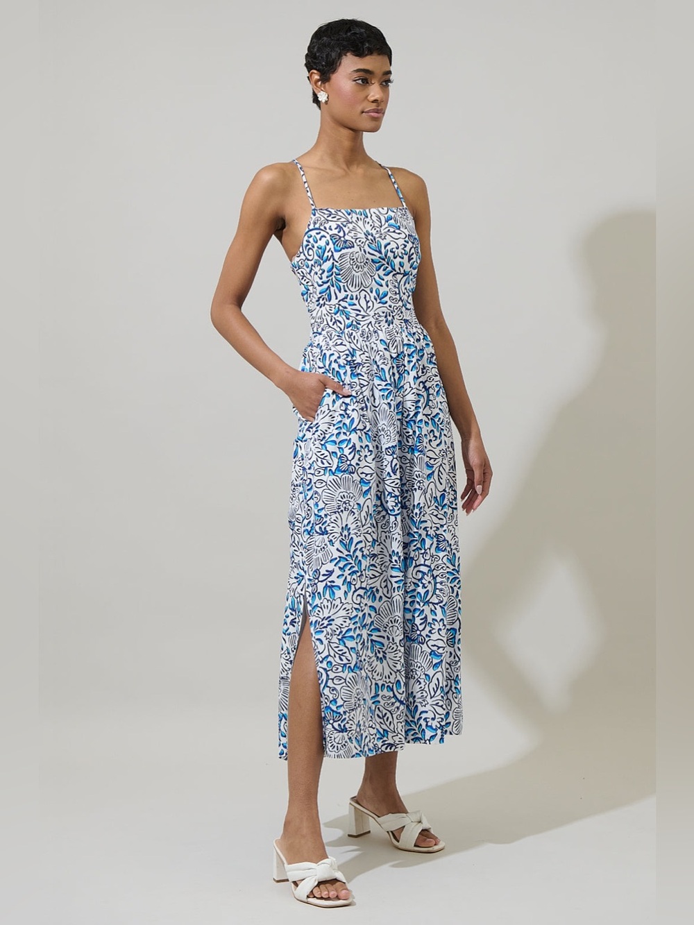 NWT Sugarlips Mize Floral Mavis Criss Cross Midi Dress